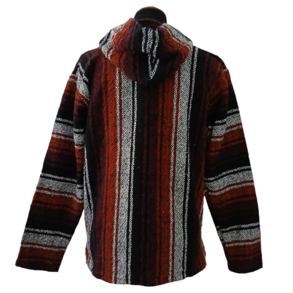 Mexican Baja Hoodie Hippie Surf Poncho Sweater Sweatshirt Pullover Unisex Small - Picture 5 of 12